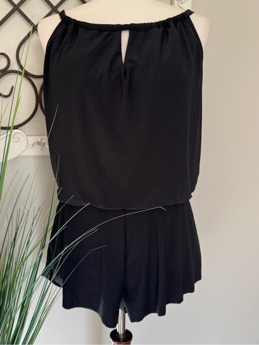 NWT AQUA GREEN Size Large Black Romper Style Swimsuit